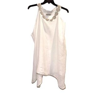 HARRIS COTTON swim Resort Collection white linen swim coverup women’s one size